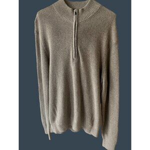 IZOD MENS LS CLASSIC COLLARED QUARTER ZIP SOLID TAUPE SWEATER NWT 2XL